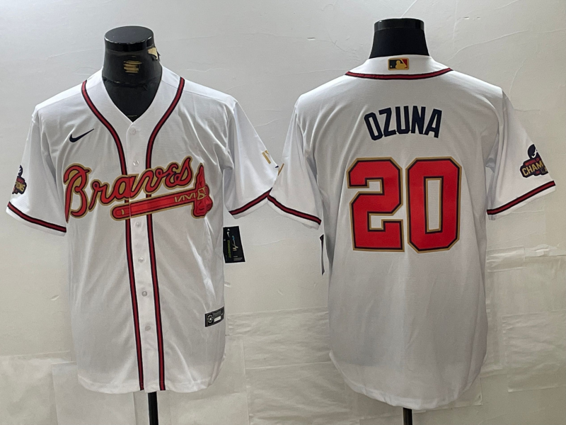 Men's Atlanta Braves Marcell Ozuna #20 White Limited Jersey